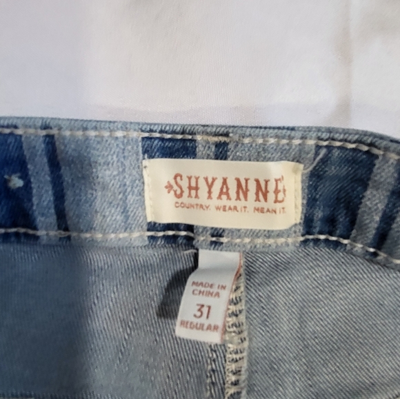 Shyanne Jeans Womens 31 x 34L Denim Striped Flare Country Western Boho Cowgirl - Picture 3 of 10